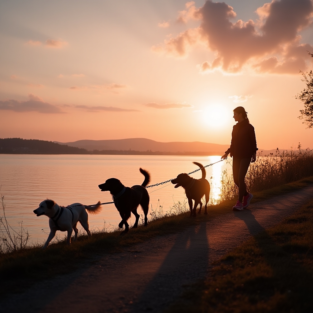 Reggeli séta a Balaton partján kutyával