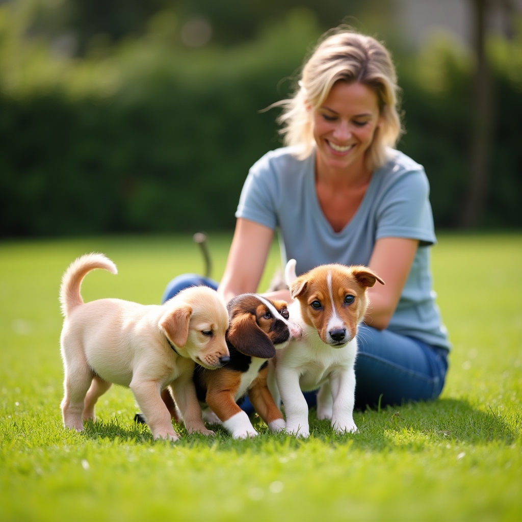 Kölyökkutya szocializációs játék a szabadban